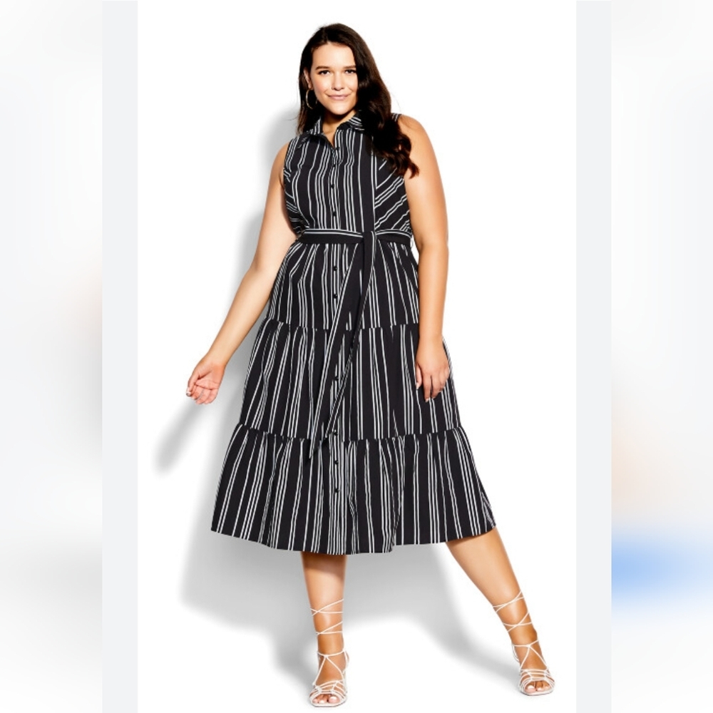 NWT City Chic Midi Tiered Shirtdress Plu Size 14W